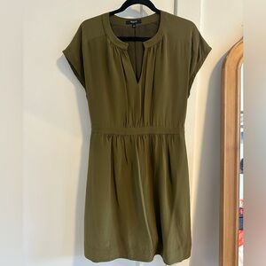 Madewell Silk Olive Dress with Pockets